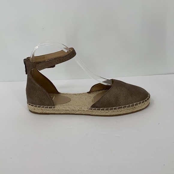Eileen Fisher Lala Espadrille sandal shoe bronze leather ankle strap flat 8.5 - Picture 1 of 6